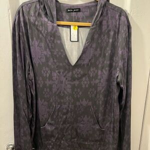 Baja East Purple and Gray Long Sleeve Shirt With Hood
